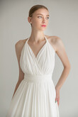Ivory Chiffon Halter Open Back Dress preview photo # 6
