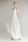 Ivory Chiffon Halter Open Back Dress