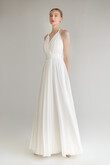 Ivory Chiffon Halter Open Back Dress preview photo # 4