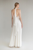 Ivory Chiffon Halter Open Back Dress preview photo # 7