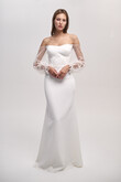 Fleur preview photo # 4 Fleur Off-the-Shoulder Crepe Wedding Dress with Lace Sleeves preview photo # 4