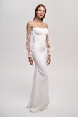 Fleur preview photo # 3 Fleur Off-the-Shoulder Crepe Wedding Dress with Lace Sleeves preview photo # 3