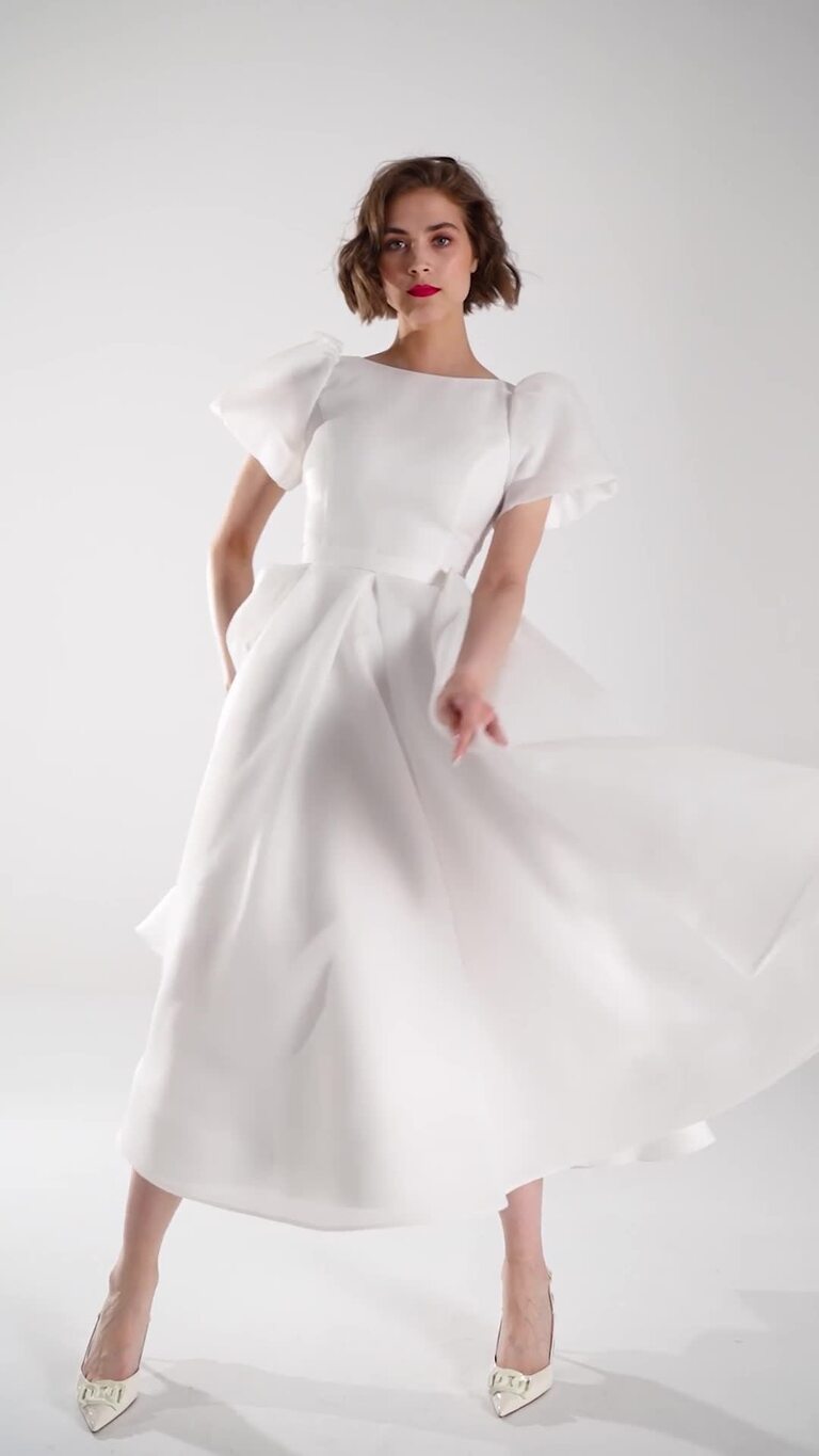 Audrey Ivory Organza Midi Dress