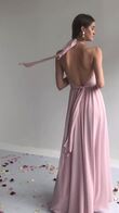 Powder Pink Chiffon Halter Open Back Dress preview video # 9