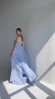 Isa Light Blue Flowy Chiffon Dress preview video # 2