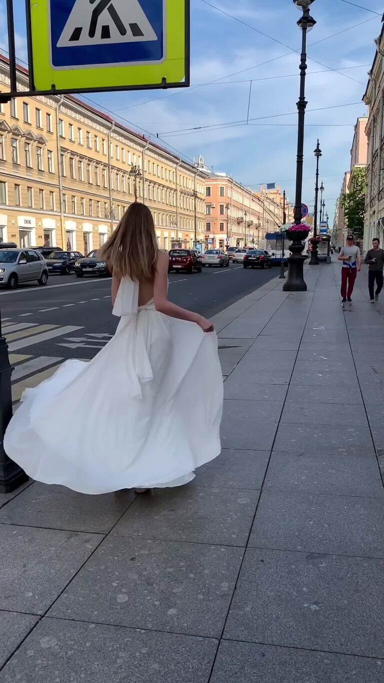 Ivory Chiffon Halter Open Back Dress