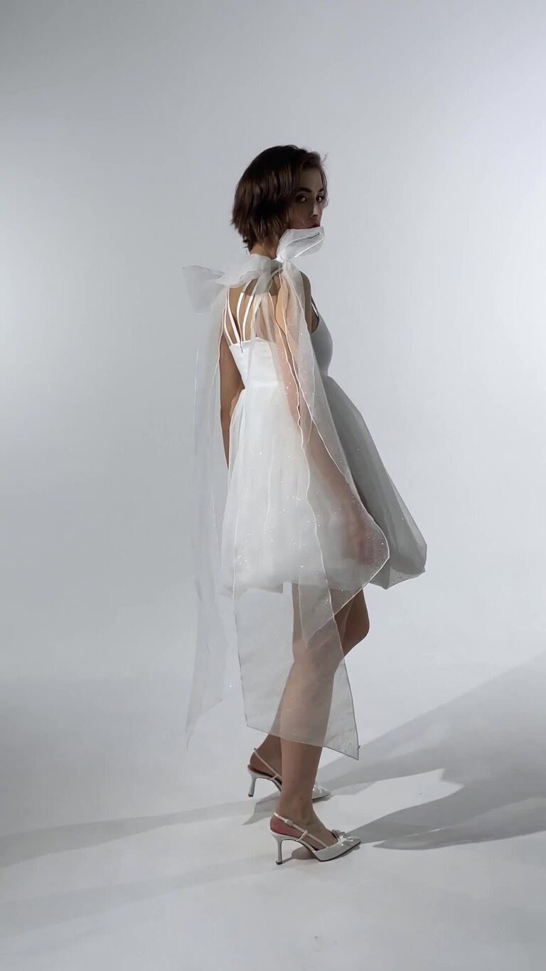 Short Ivory Babydoll Wedding Dress Leoni