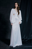 Hannah preview photo # 11 Hannah Satin Mermaid Wedding Dress with Voluminous Sleeves preview photo # 11