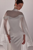 Naila Cape preview photo # 6 White Chiffon Bridal Cape with Train preview photo # 6