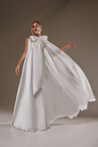Cape Casey Ivory Long Bridal Cape with Bow