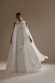 Cape Casey Ivory Long Bridal Cape with Bow preview photo # 3
