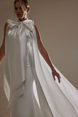 Cape Casey Ivory Long Bridal Cape with Bow preview photo # 6