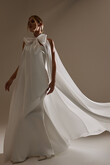 Cape Casey Ivory Long Bridal Cape with Bow preview photo # 5