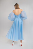 Grace midi & sleeves preview photo # 4 Grace Blue Midi Dress with Puff Sleeves preview photo # 4