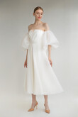 Grace Ivory Midi Dress with Puff Sleeves preview photo # 3