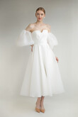 Grace Ivory Midi Dress with Puff Sleeves preview photo # 1