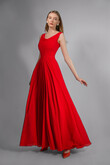 Gabby Red Chiffon Evening Dress preview photo # 3