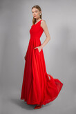 Gabby Red Chiffon Evening Dress