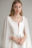 Edite Boho Satin Bridal Gown with Chiffon Cape Sleeves preview photo # 3