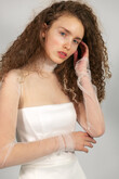 Liz Midi preview photo # 7 Liz Ivory Midi Dress with High Neck Overlay preview photo # 7