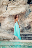 Isa Tiffany Blue Flowy Chiffon Dress preview photo # 2