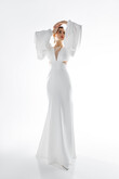 Hannah preview photo # 5 Hannah Satin Mermaid Wedding Dress with Voluminous Sleeves preview photo # 5
