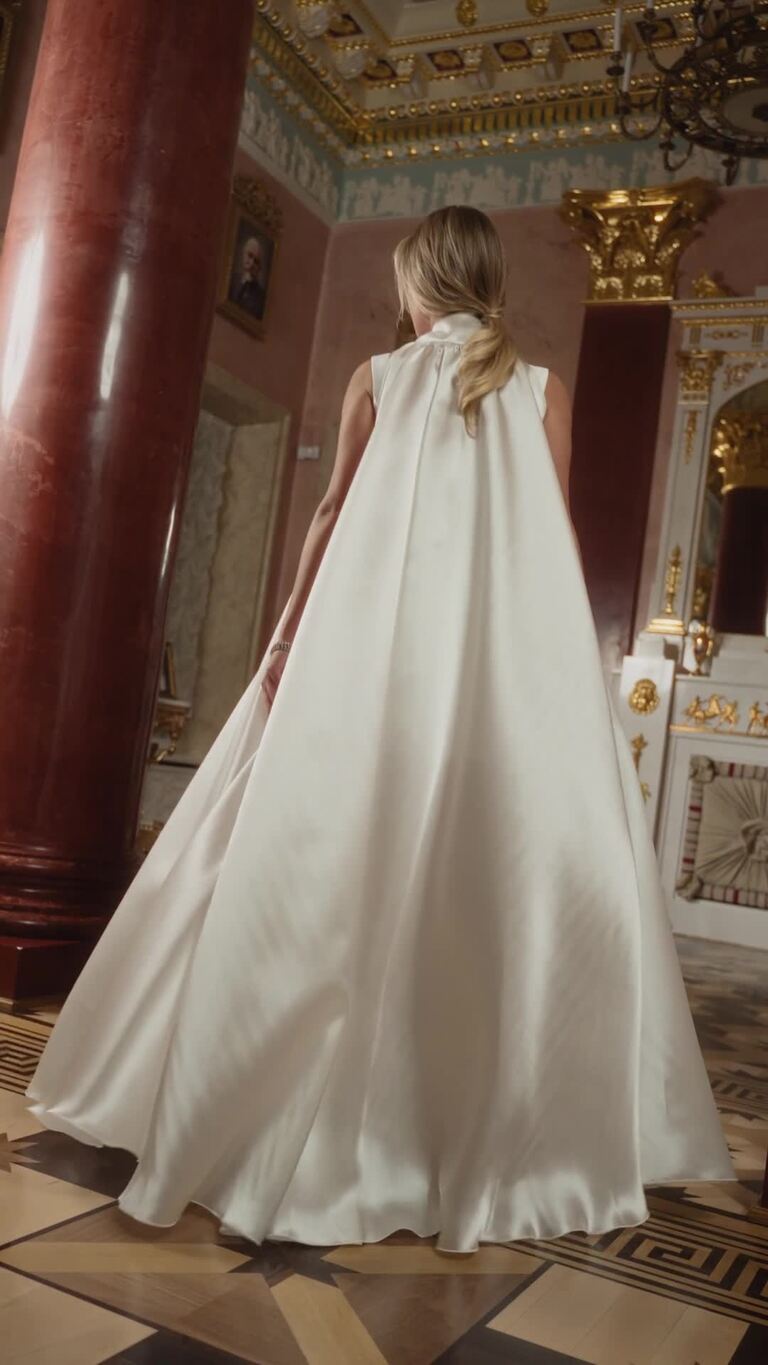 Cape Casey Ivory Long Bridal Cape with Bow