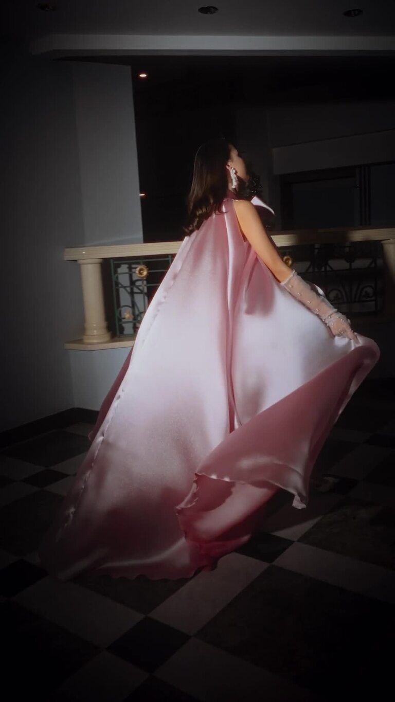 Cape Casey preview video # 2 Cape Casey Powder Long Evening Cape with Bow