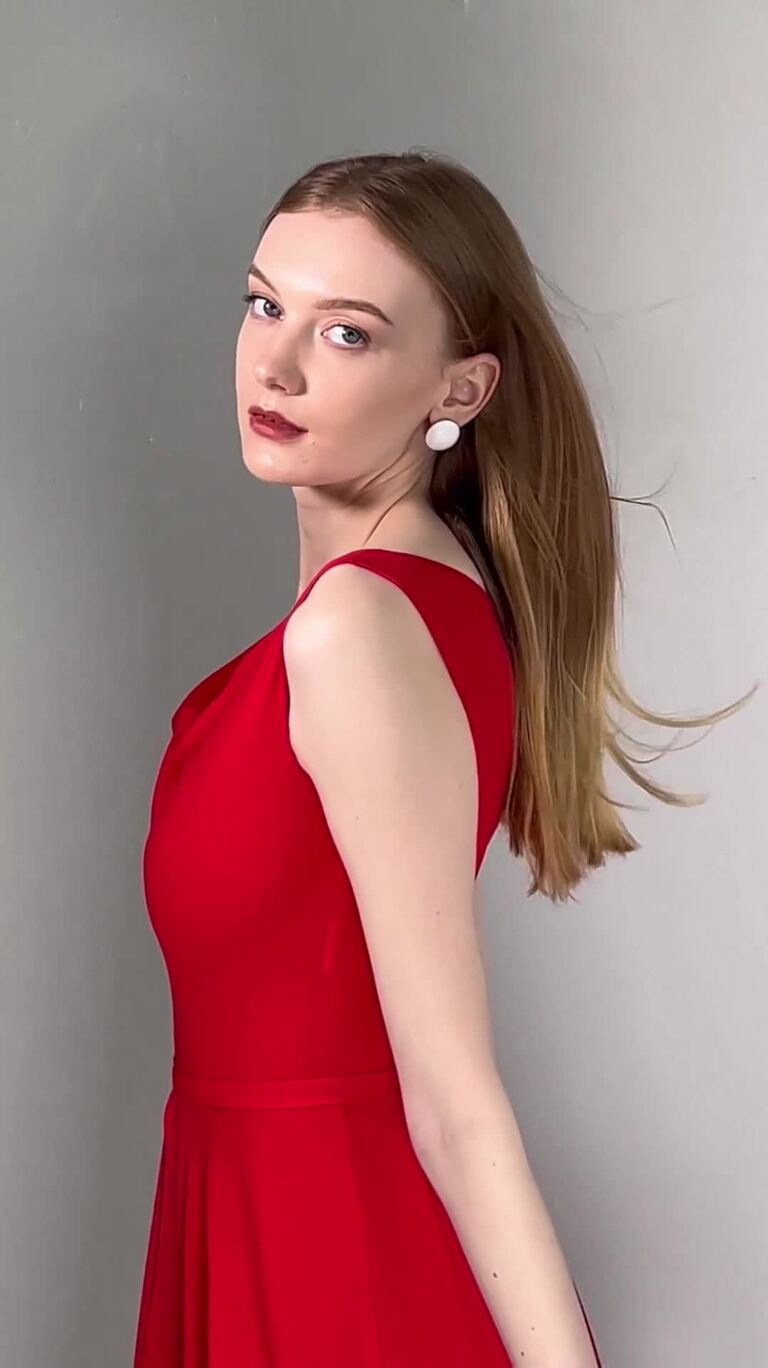 Gabby Red Chiffon Evening Dress