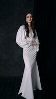 Hannah preview video # 13 Hannah Satin Mermaid Wedding Dress with Voluminous Sleeves preview video # 13