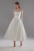 Lizzie Strapless Satin Midi Wedding Dress preview photo # 1