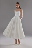 Lizzie Strapless Satin Midi Wedding Dress preview photo # 3