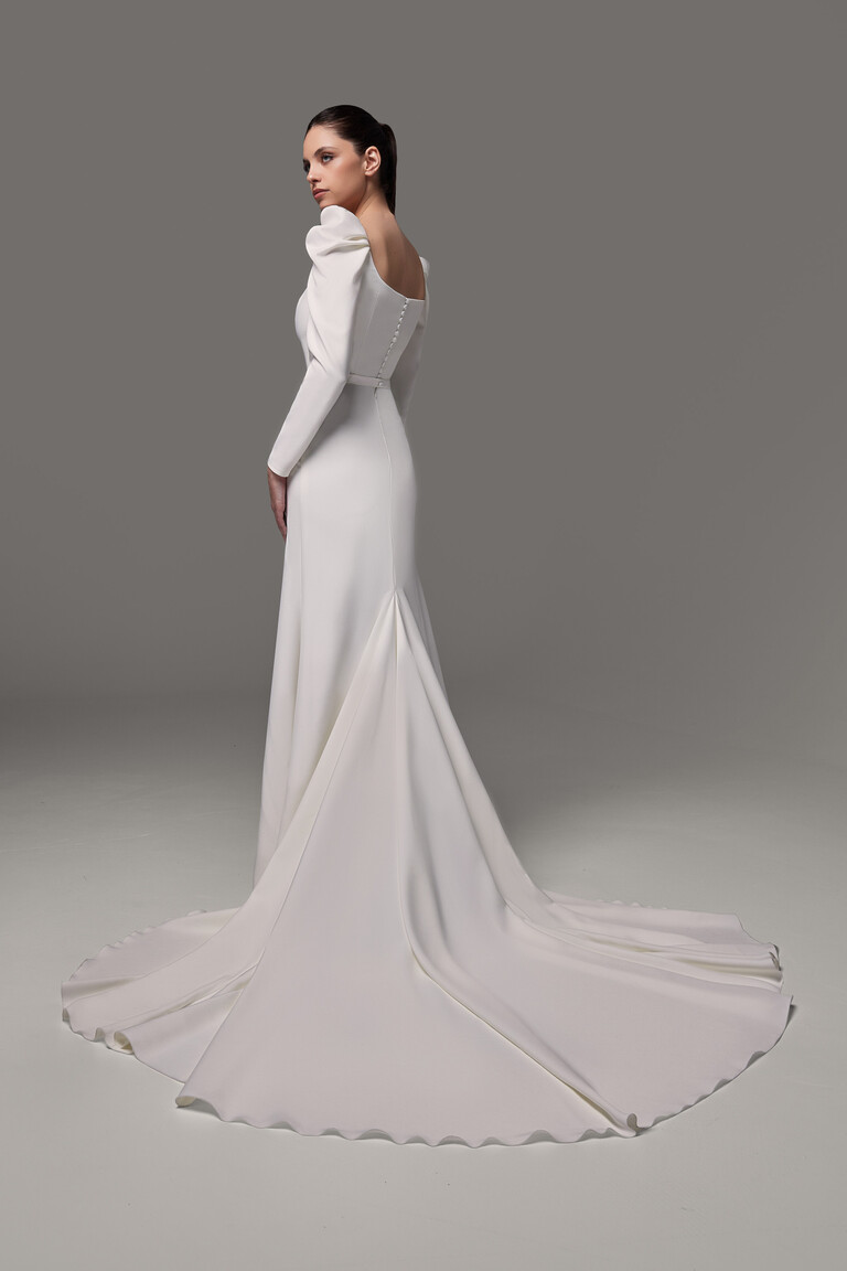 Long Sleeve Crepe Wedding Dress Berta
