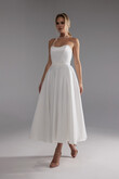 Lizzie Strapless Satin Midi Wedding Dress preview photo # 8