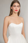 Lizzie Strapless Satin Midi Wedding Dress preview photo # 12