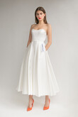 Lizzie Strapless Satin Midi Wedding Dress preview photo # 16