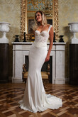 Penelope Stretch Satin Fit and Flare Skirt preview photo # 7
