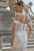 Off-White Lace Off-the-Shoulder Wedding Dress Pippa preview photo # 5