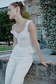 Off-White Lace Bridal Corset with Peplum Waist preview photo # 6