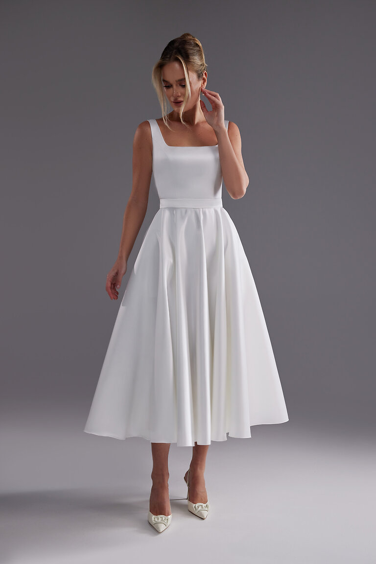 Vlada midi Vlada Midi Square Neck Wedding Dress with Pockets