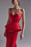 Lucia red convertible corset evening gown with scarf preview photo # 10