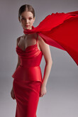 Lucia red convertible corset evening gown with scarf preview photo # 12