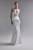 Lucia Minimalist White Gown with Detachable Peplum preview photo # 3
