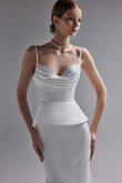 Lucia Minimalist White Gown with Detachable Peplum preview photo # 7