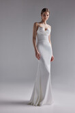 Lucia Minimalist White Gown with Detachable Peplum preview photo # 4