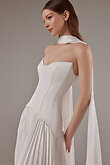 Off-White Strapless Pleated Bridal Gown preview photo # 5