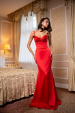 Lucia red convertible corset evening gown with scarf preview photo # 3