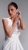 Gabby preview video # 2 Gabby Minimalist Cowl Neck A-Line Gown preview video # 2