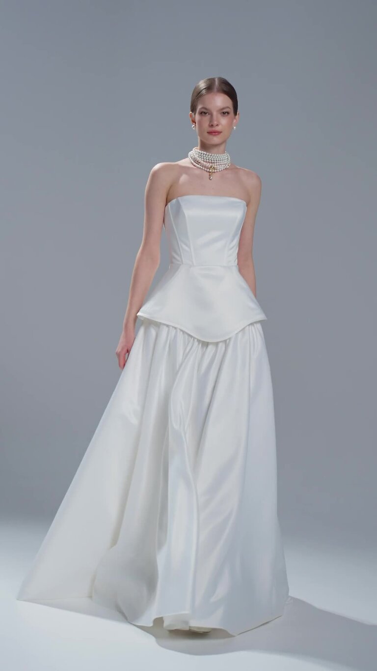 Remi Ivory Satin Strapless Corset and Skirt set