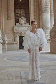 Medea Cape preview photo # 3 Off-White Ruffled Organza Bridal Cape preview photo # 3